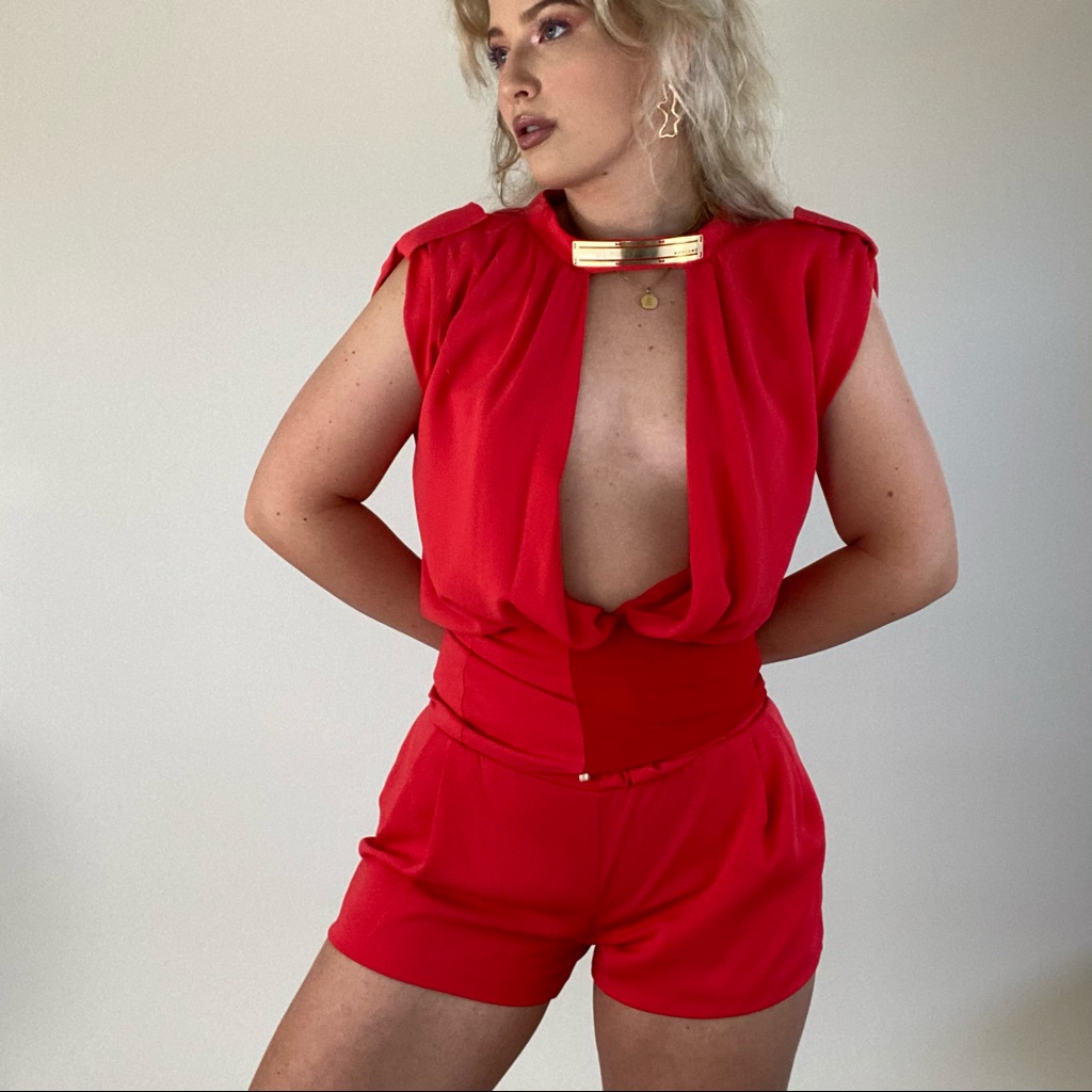 Coral Mangano Playsuit Romper With Gold Detailing